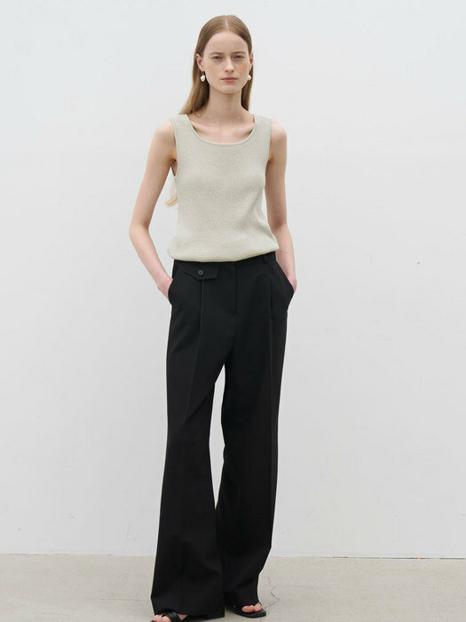 21 Summer_ Black High-rise Wide Trousers 