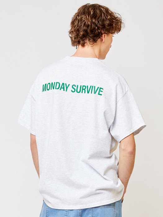 DT350_Monday Survive Logo T-shirts_Light Melange