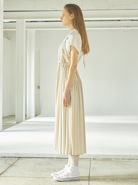 Fortuna String Sliky Dress_Ivory