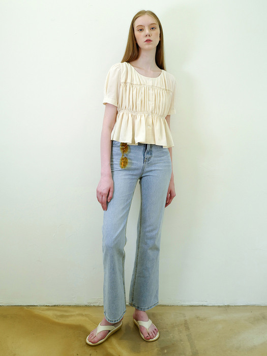 smock button blouse (ivory)