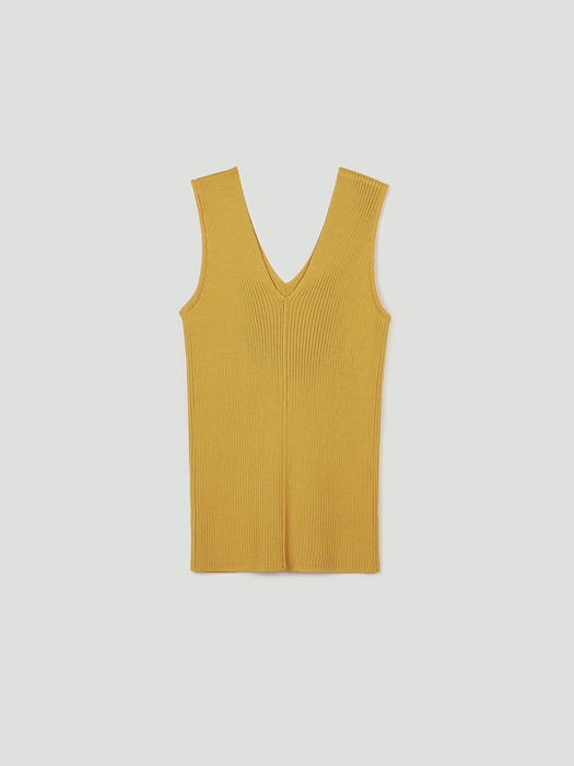 Ribbed silk-blend vest(Yellow)
