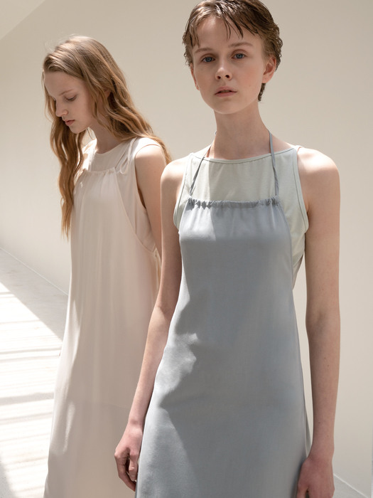 Halter-Neck Dress - Grey Blue