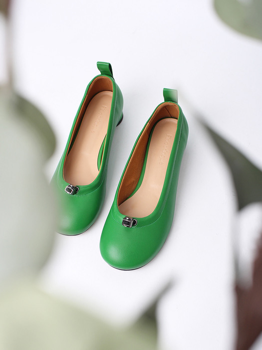 Ngela round toe stopper flatshoes_light green