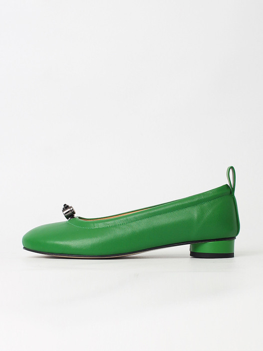 Ngela round toe stopper flatshoes_light green
