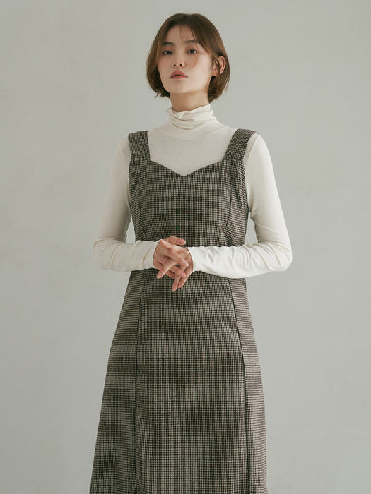 DIVIDEDNESS JUMPER SKIRT CHECK BROWN