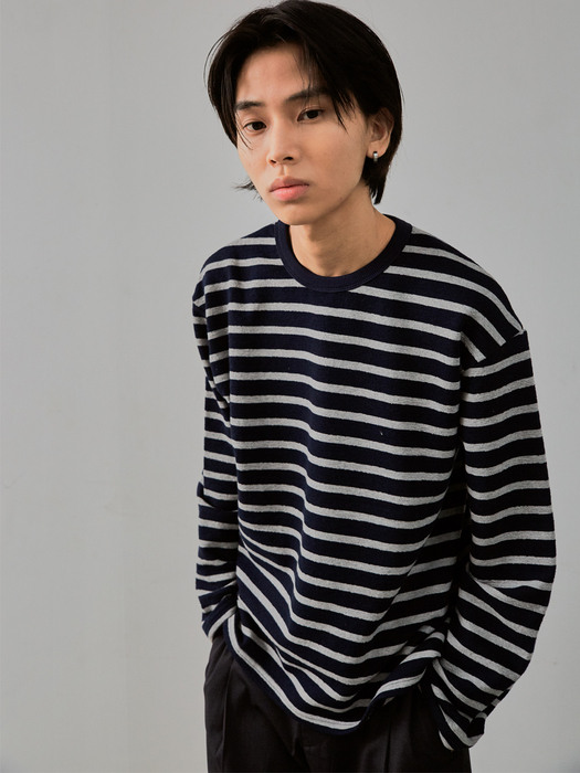 Stripe Terry T-shirt (Long Sleeves)_Grey