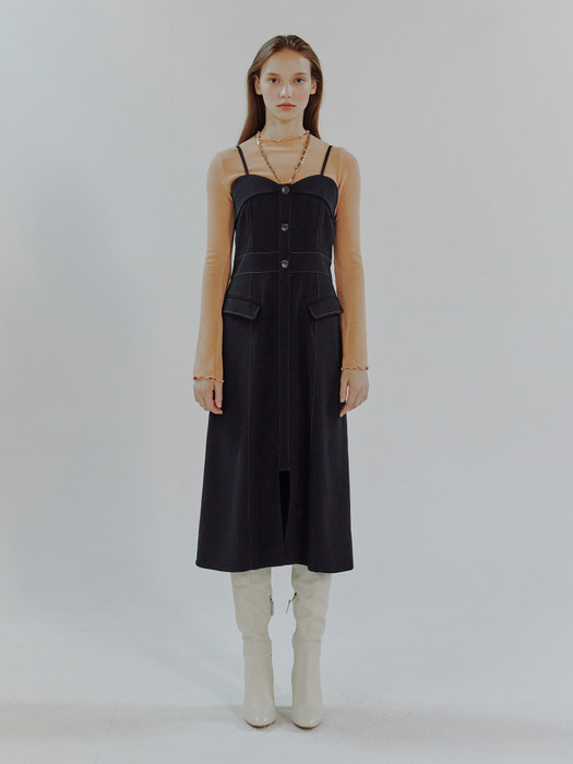 Slip Pocket Stitch Dress, Black