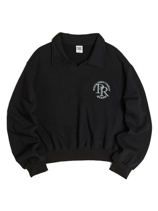 MAIN LOGO CROP COLLARED SWEATSHIRT BLACK