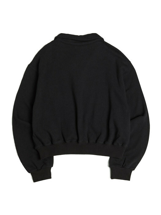 MAIN LOGO CROP COLLARED SWEATSHIRT BLACK