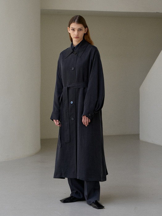 Cupra trench coat 큐프라 싱글 트렌치 코트 black