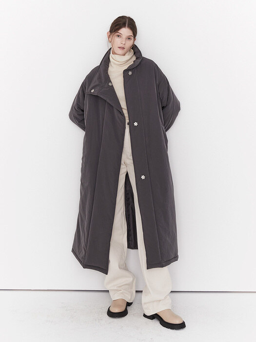  HIGH NECK LONG PADDING COAT (ash gray)