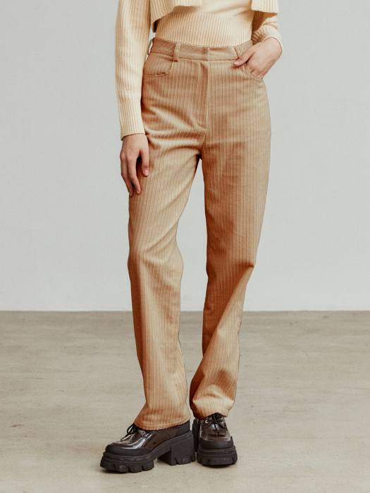 CORDUROY STRAIGHT PANTS_BEIGE