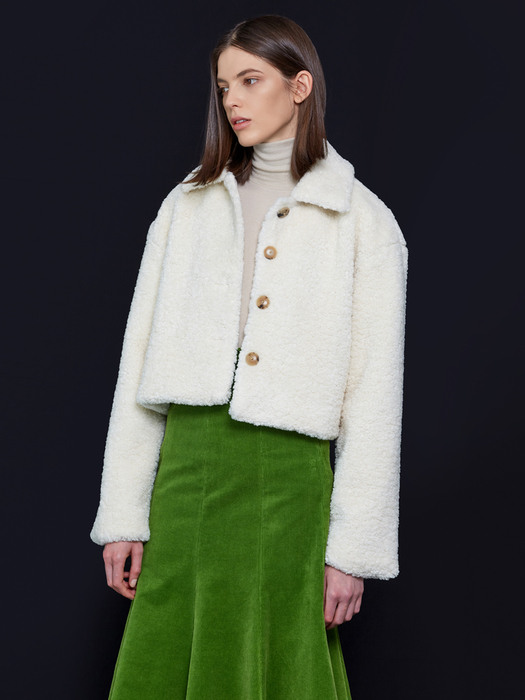 SHEARLING FUR MUSTANG JACKET_IVORY