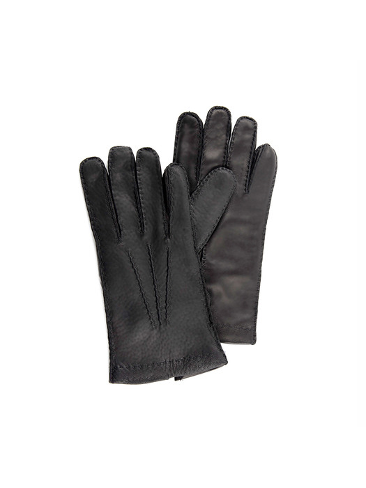 Peccary Leather Gloves For Men_Black(Nero)