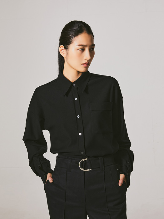 21FW JACKET-STYLE OVERSIZED SHIRT (NAVY)