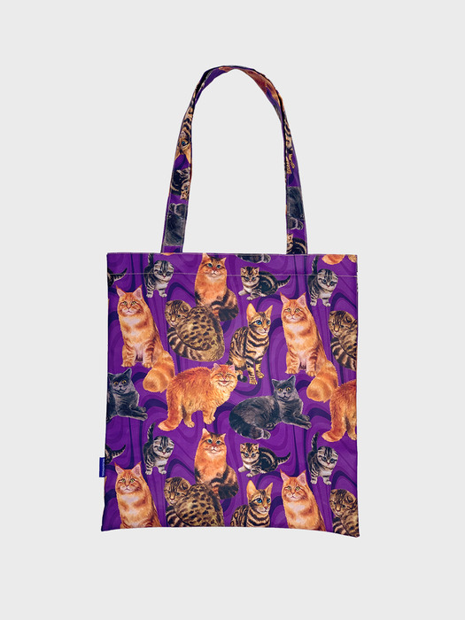 Cats Swiring Shopper Bag - Purple