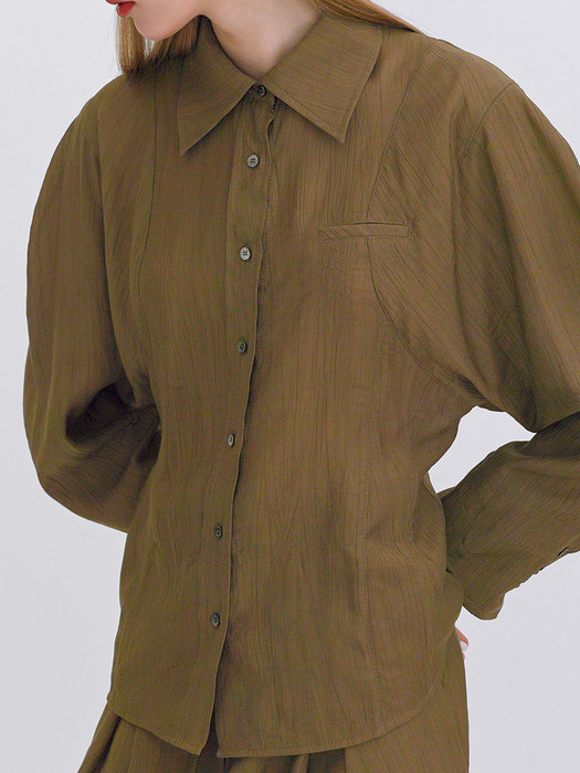 Wrinkle Slim-Fit Shirt_Khaki