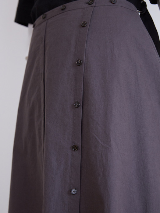 21FW_Shirt Detail Wrap Skirt (Brown)