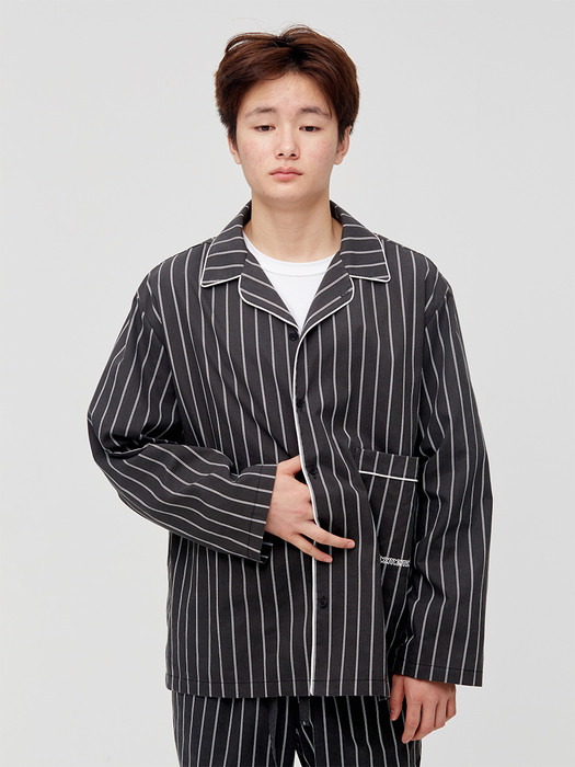 ZIONT_homemade Stripe Pajama Shirt_charcoal grey