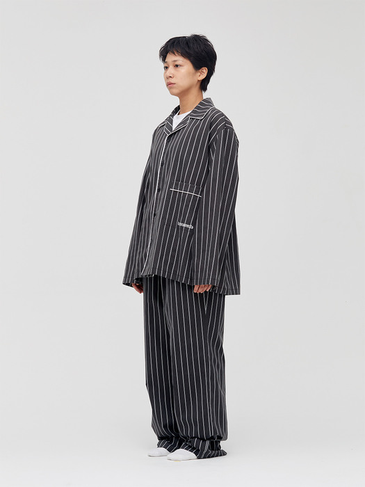 ZIONT_homemade Stripe Pajama Shirt_charcoal grey