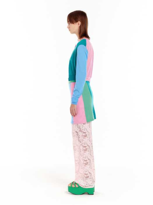 UNICORN Cashmere Color-Block Cardigan - Pink/Green/Blue Multi