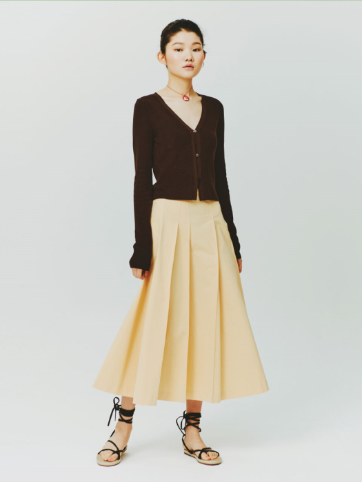 SALMON IRREGULAR PLEATS SKIRT