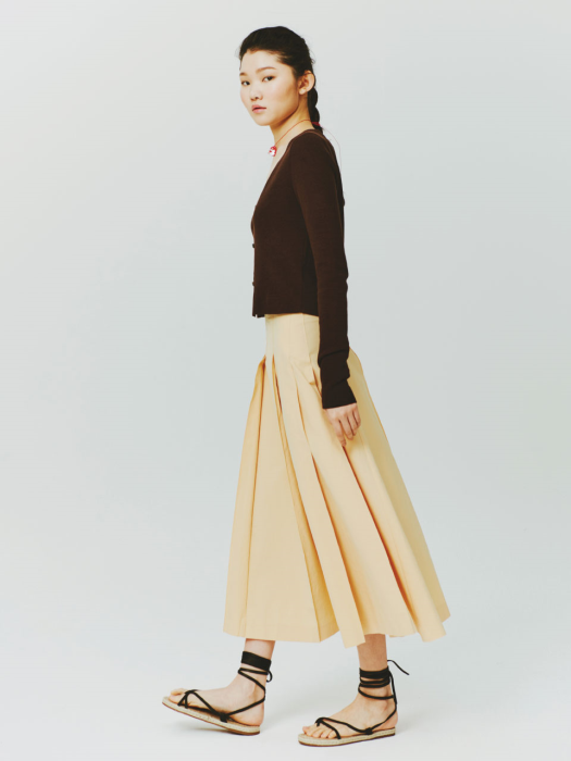 SALMON IRREGULAR PLEATS SKIRT