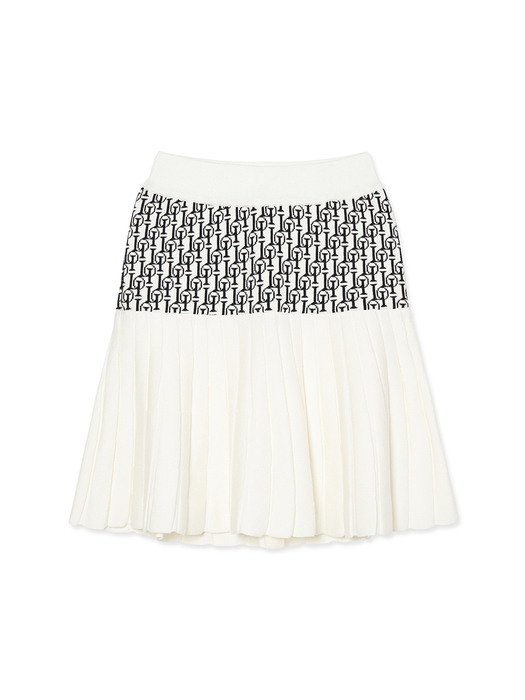 Signature Knitted Flare Skirt_White