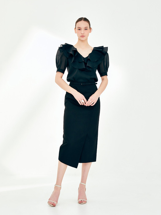 EVA High waist H-line skirt (Black)