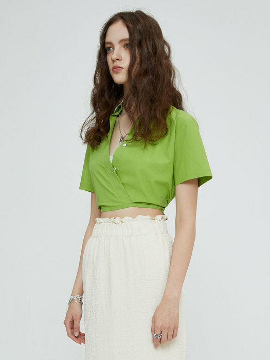 BACK KNOT CROP SHIRT (LIME)