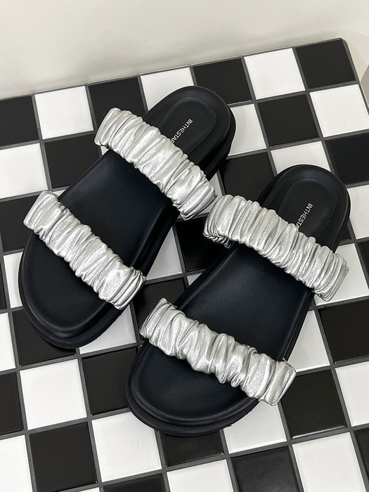 IS_221356 Shirring Platform Sandals_5cm (Silver)