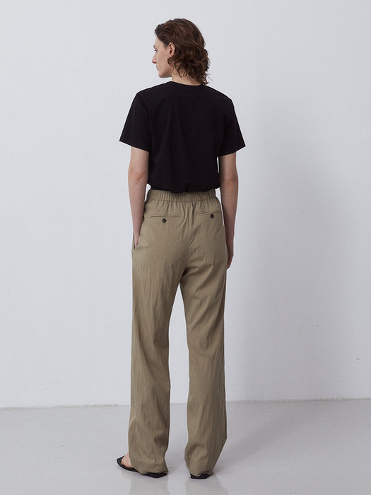 RUSTLE BAND PANTS-KHAKI BEIGE