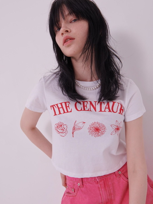 [EXCLUSIVE][TC22SSTOP33WH] FLOWER HEAD CROPPED TSHIRT [WHITE]