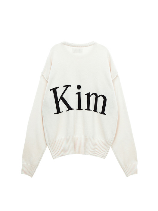 BIG LOGO KNIT PULLOVER IN IVORY