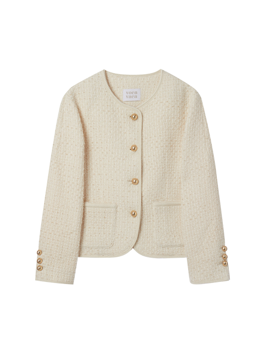 Ailee Gold Button Tweed Jacket_Cream VC2299JK003M