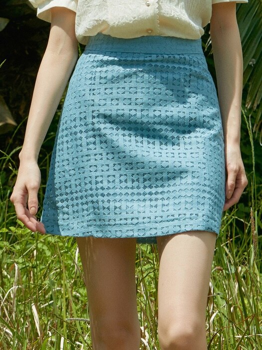 J443 dia laced mini skirt (skyblue)