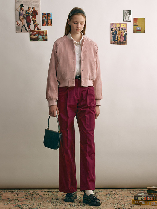 TEDDINGTON Velvet corduroy blouson jumper (Pink/Navy)