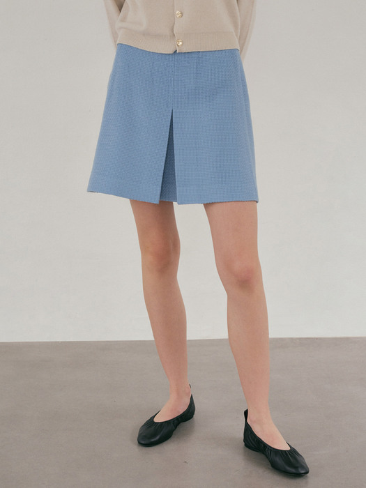 22Fall Flat Tweed Skirt (Sky Blue)