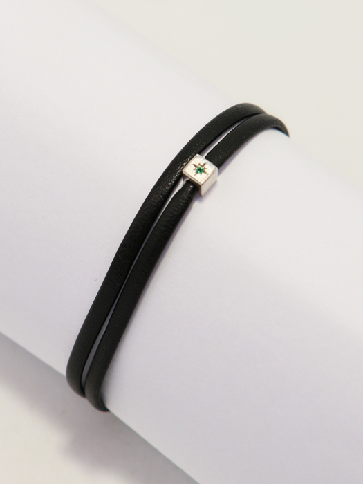 Star Point Leather Silver Bracelet Ib257 [Silver]