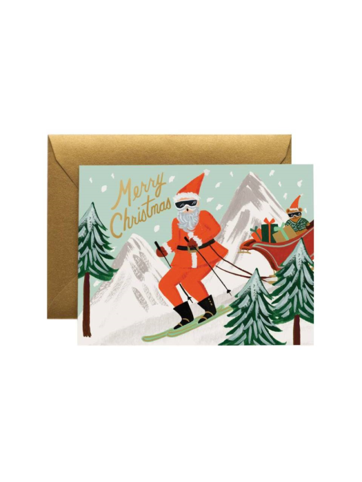 라이플페이퍼 Skiing Santa Card 크리스마스 카드