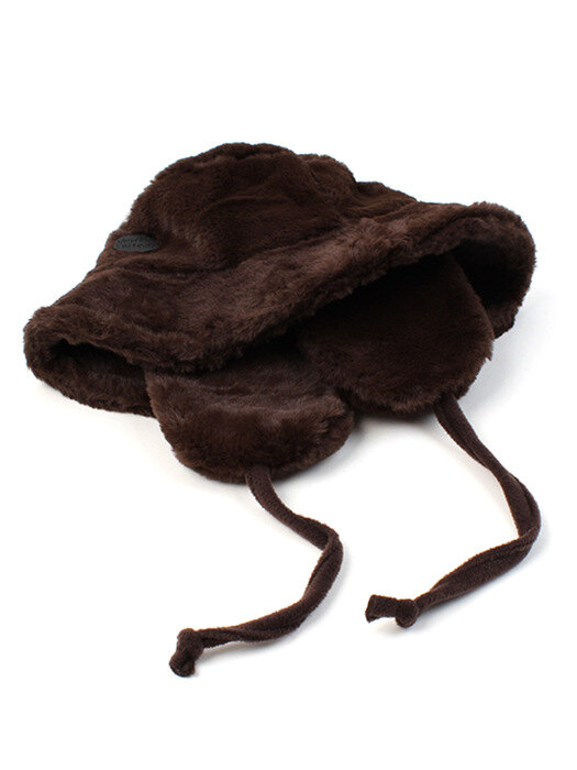 Brown Fur Earflap Bucket Hat 귀달이모자