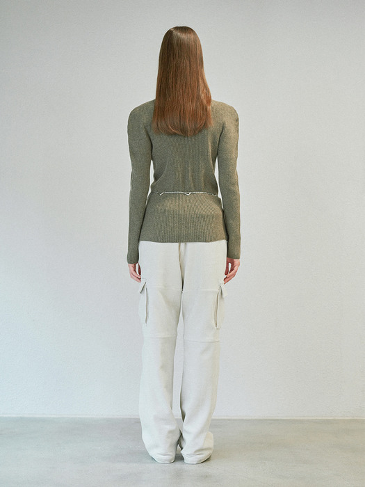 WHOLE GARMENT SLIM KNIT TOP (brown)