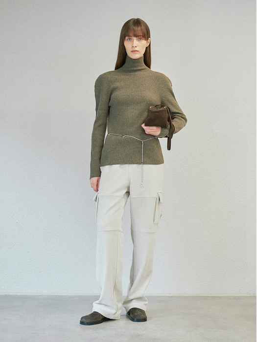 WHOLE GARMENT SLIM KNIT TOP (brown)