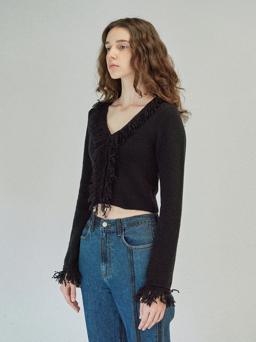 TASSEL KNIT CARDIGAN (black)