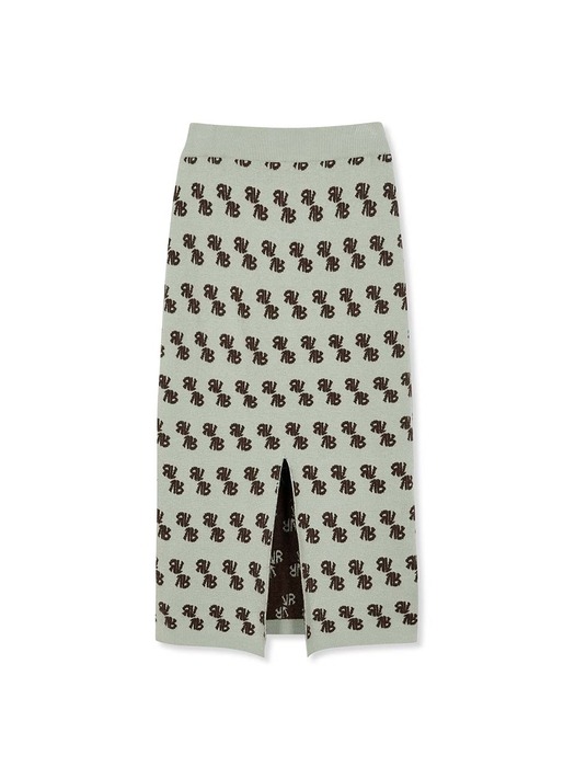 Jacquard Logo Pattern Skirt in Mint VK2WS392-31