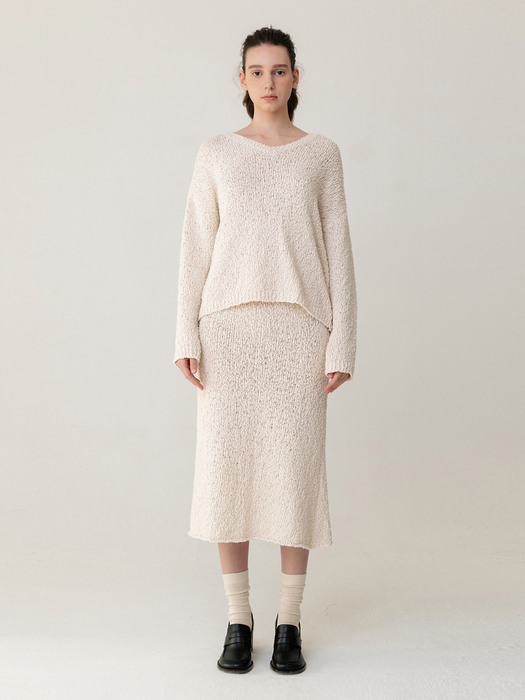 Boucle Loose-Fit Knitted Top Cream