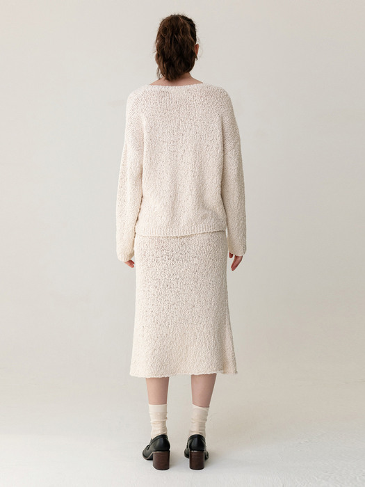 Boucle Loose-Fit Knitted Top Cream