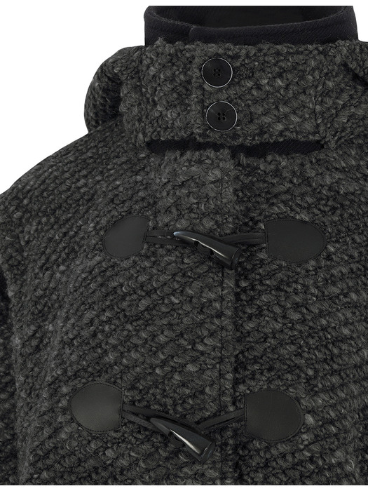 Midnight Boucle Cropped Duffle Coat
