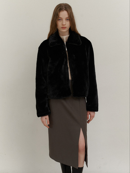 1.49 Faux fur jacket (Black)