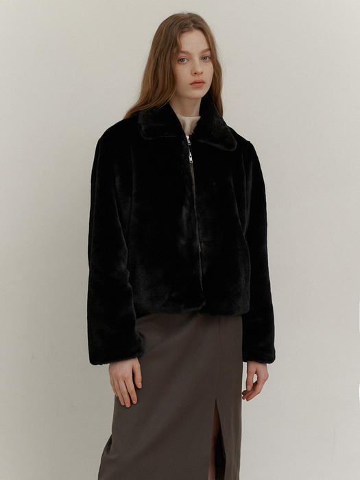 1.49 Faux fur jacket (Black)